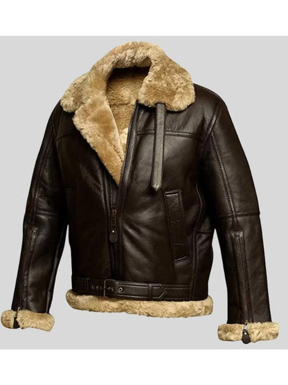 B3 Bomber Men Fur Leather Jacket