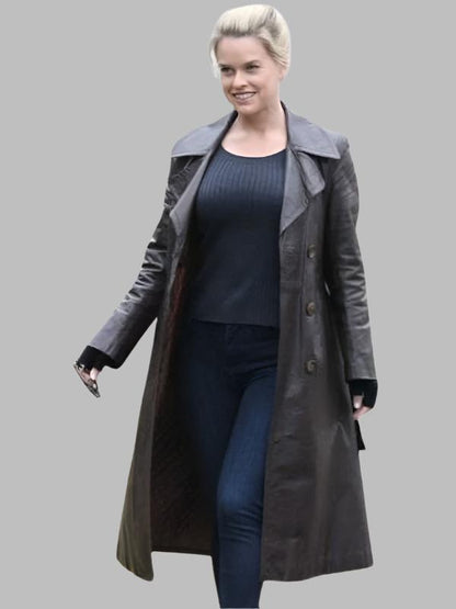 Cult Killer 2024 Alice Eve Leather Trench Coat