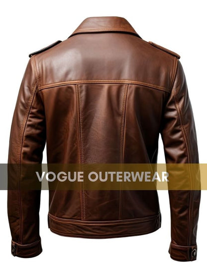 Dark Brown Leather Trucker Jacket 