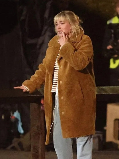 Florence Pugh We Live in Time Shearling Coat