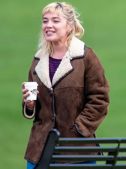 Florence Pugh We Live in Time Shearling Jacket