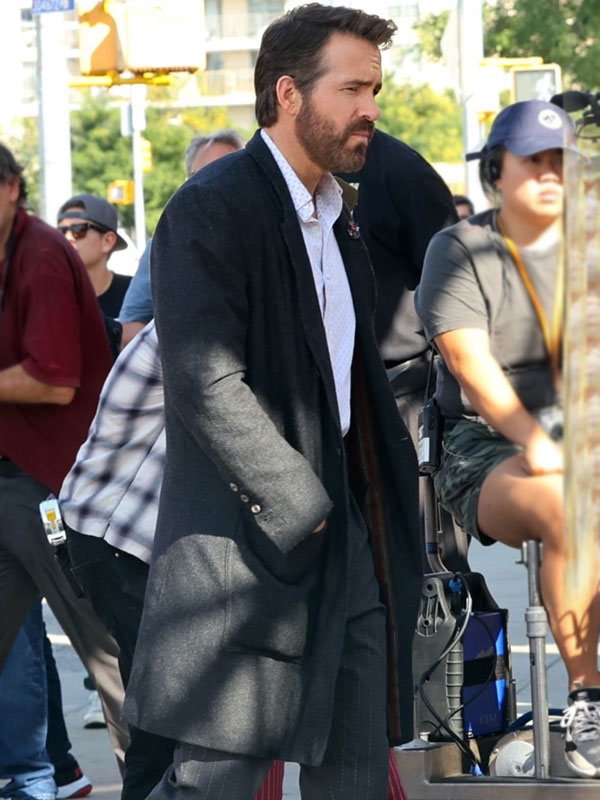 Ryan Reynolds Black Wool Trench Coat