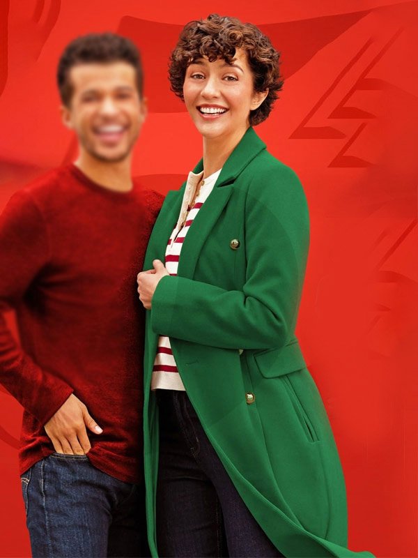 Katie Findlay The 5-Year Christmas Party 2024 Green Coat