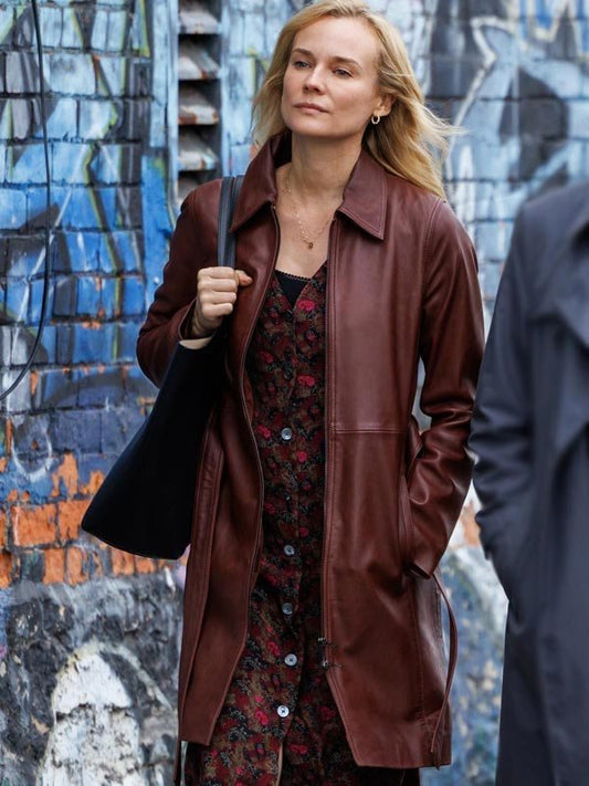 Longing 2024 Diane Kruger Leather Coat