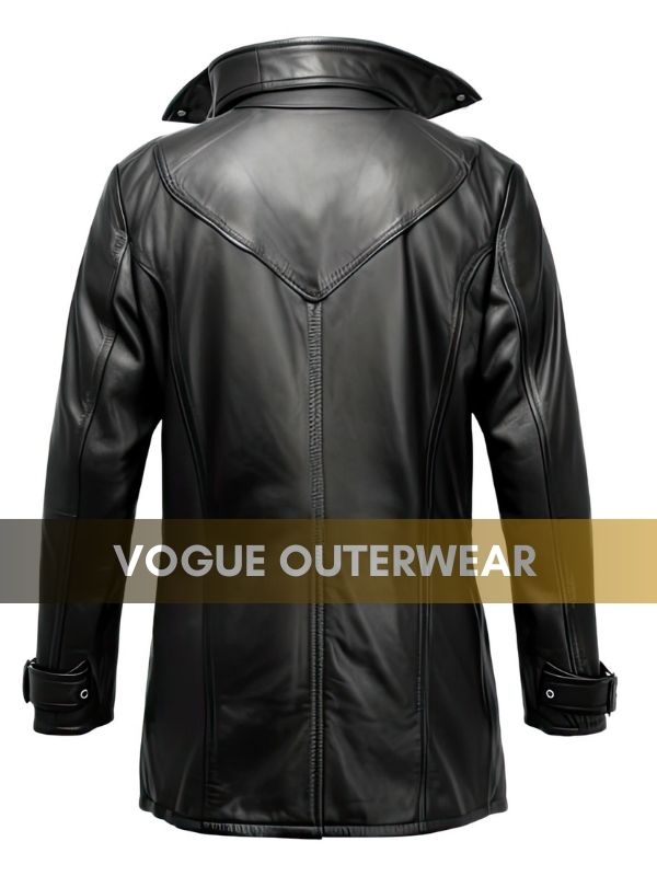 Men’s Black Genuine Sheepskin  Leather Coat