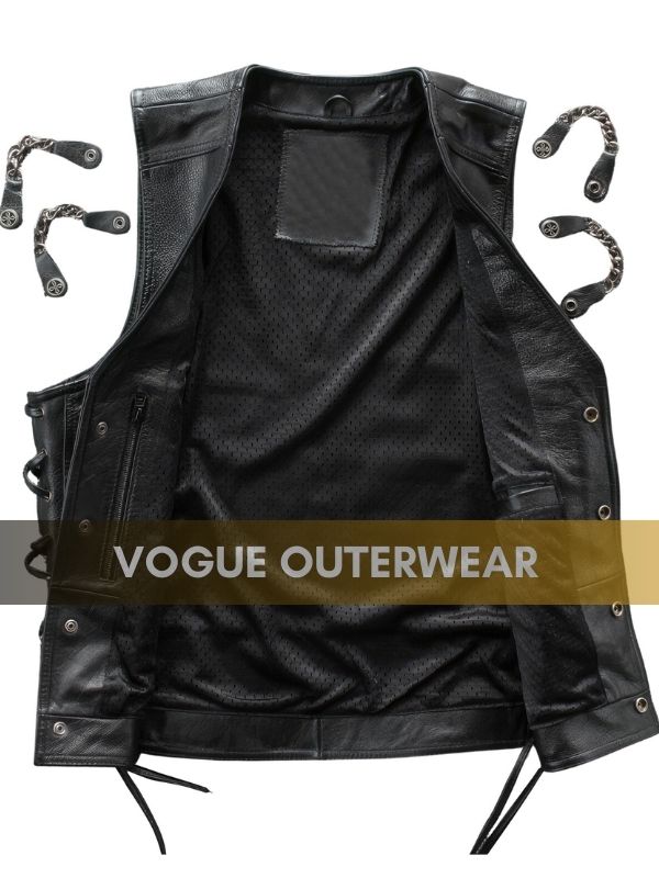 Men's Black Leather Vest