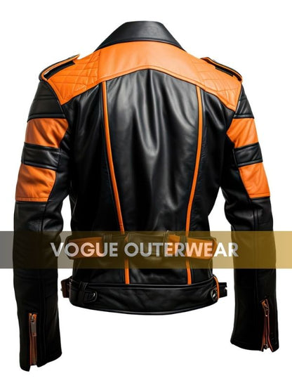 Orange and Black Leather Jacket