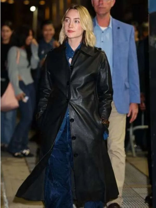 The Outrun 2024 Saoirse Ronan Leather Coat