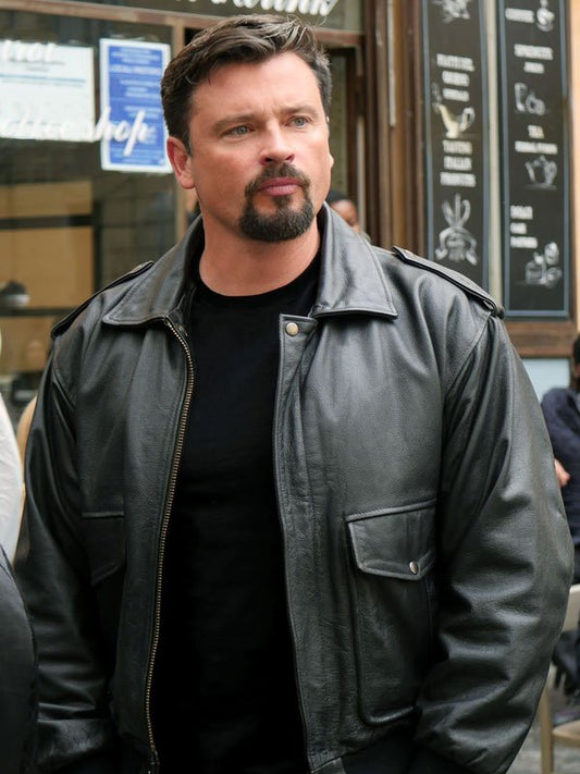 Tom Welling Mafia Wars 2024 Black Leather Jacket