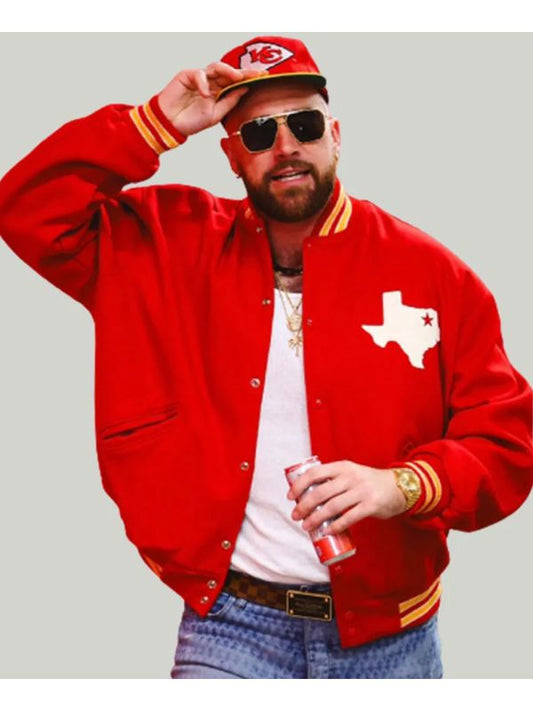 Travis Kelce Red Varsity Jacket