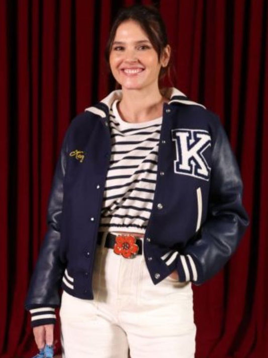 Virginie Ledoyen Blue Varsity Jacket