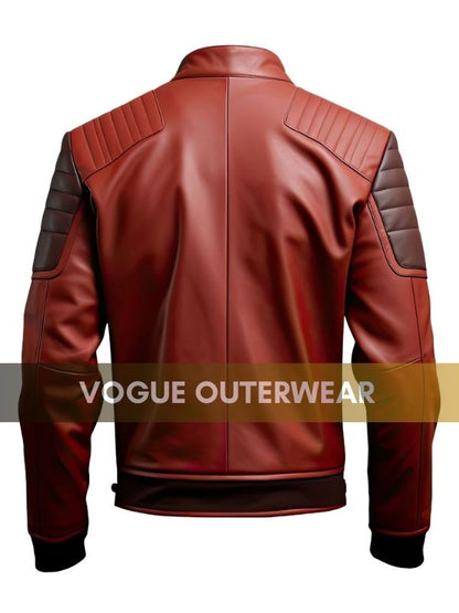 Men’s Quilted Cafe Racer Maroon Leather Jacket