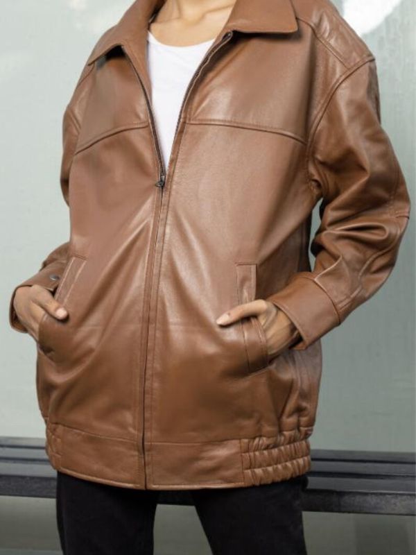 Womens Oversized Brown Leather Jacket