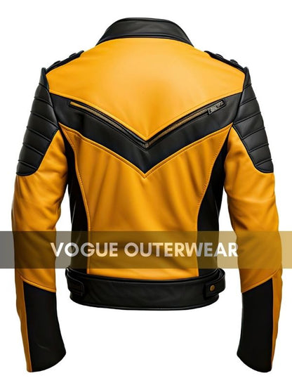 Mens Yellow and Black Biker jacket